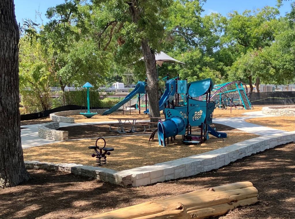 Photo of the new playground equipment at Govalle Neighborhood Park