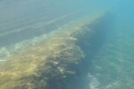 Photo of existing conditions of the original by-pass, taken underwater