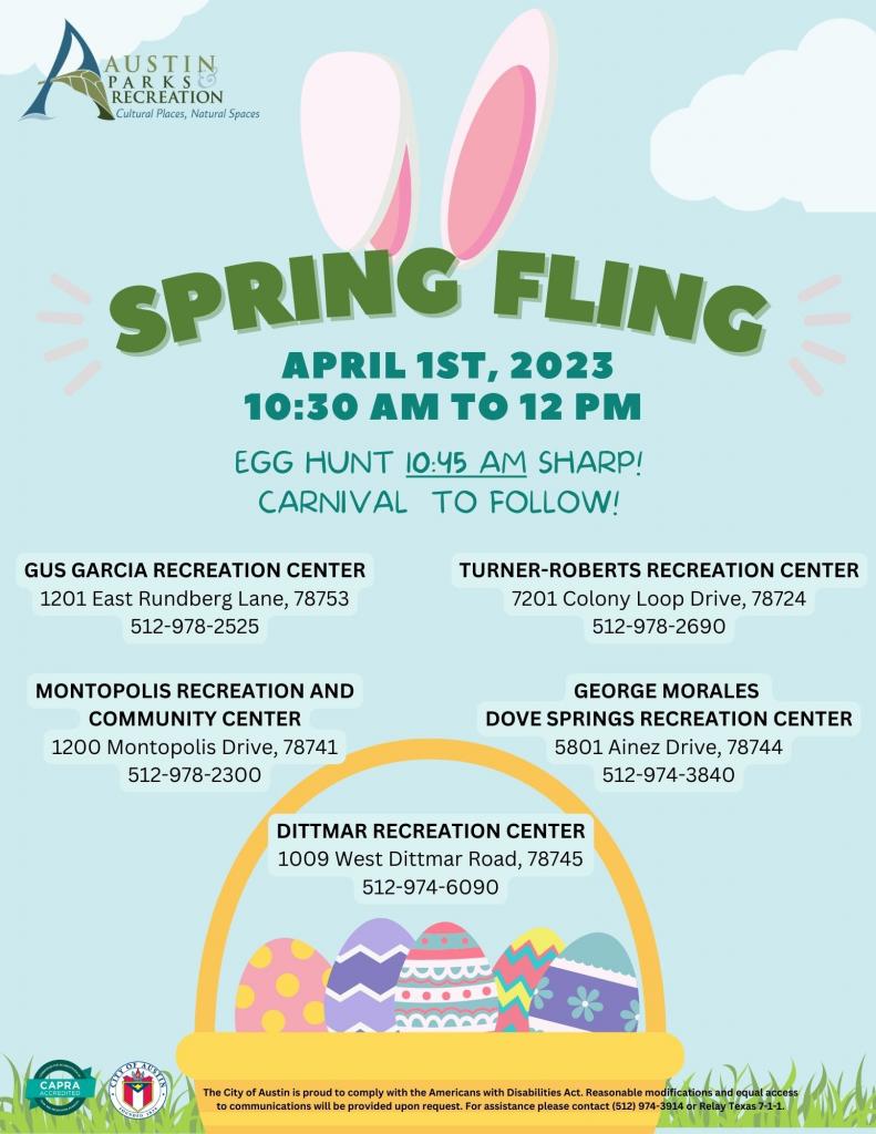 Spring Fling April 1st, 2023 10:30am - 12pm