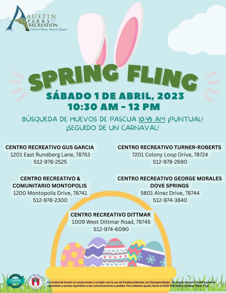 Spring Fling April 1st, 2023 10:30am - 12pm 