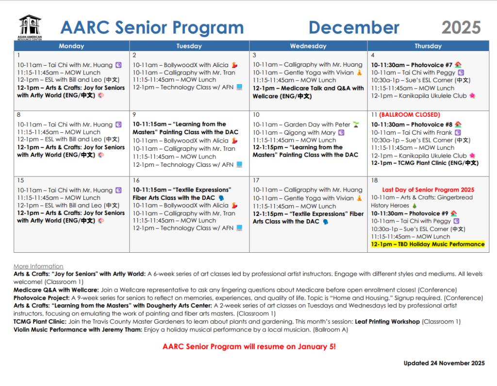 AARC Senior Program December 2025