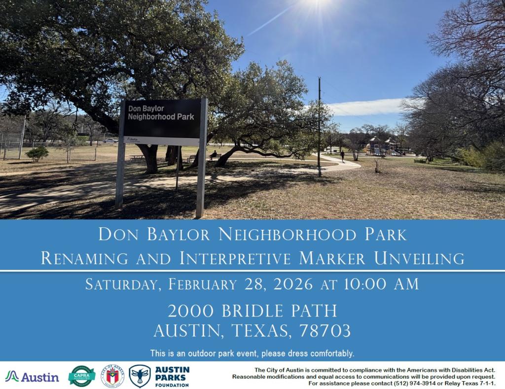 Park scene with winding sidewalk to playscape and ball field backstop