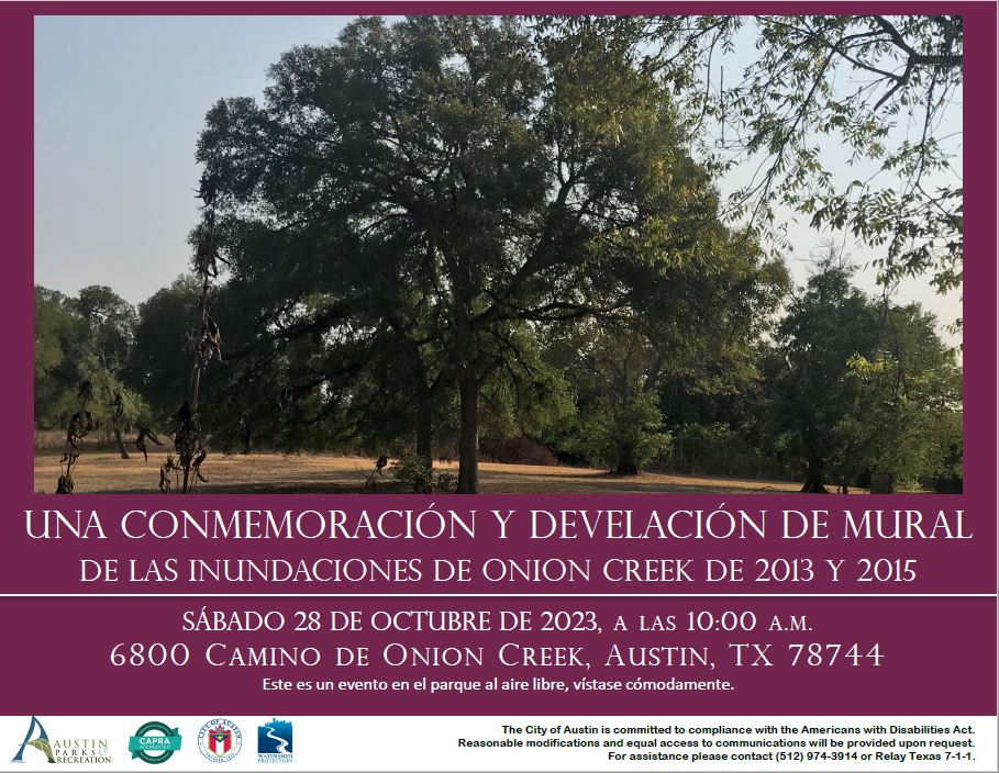 onion creek invite graphic in spanish