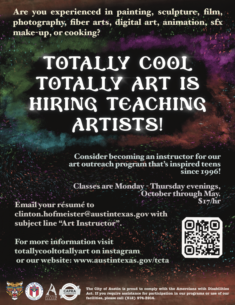 Totally Cool Totally Art is Hiring Teaching Artists