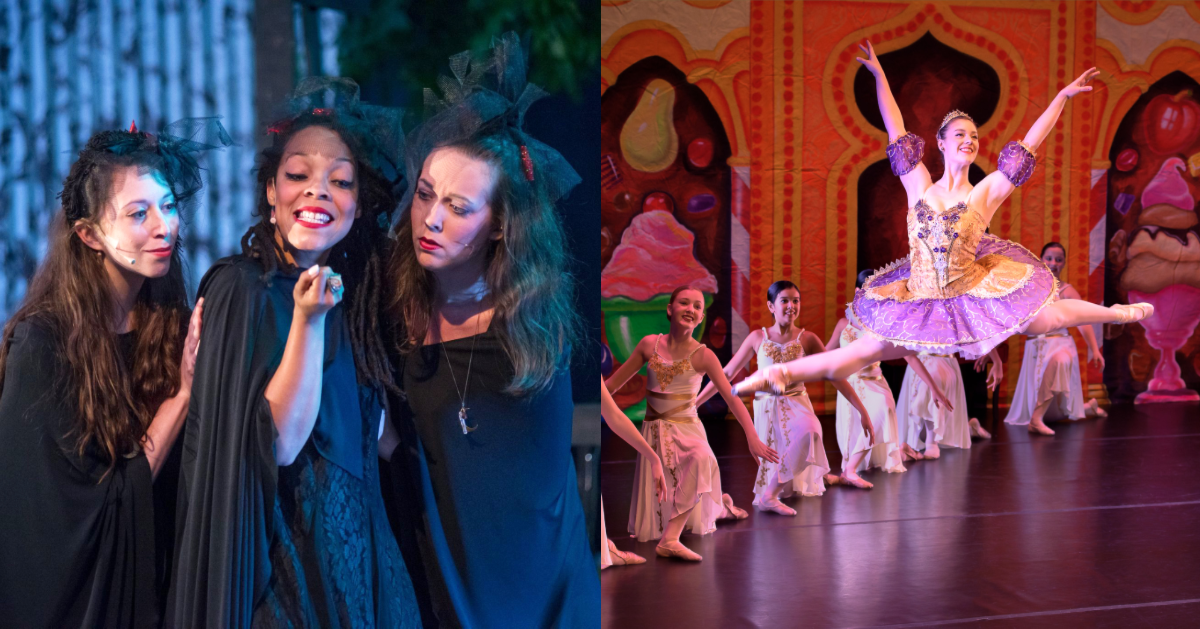 Three women performing in Macbeth and Dancer