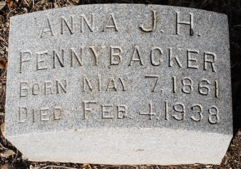 "Headstone of Anna JH Pennybacker"