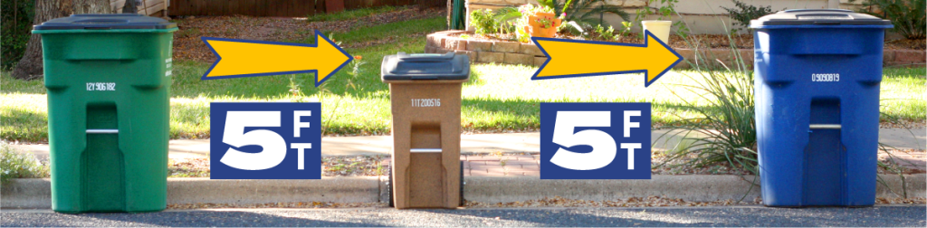 Set your carts five feet apart when possible, with handles toward your house.
