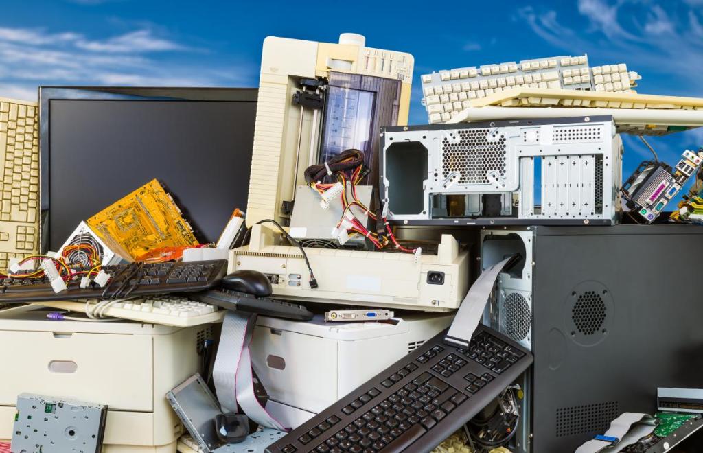 Keyboards, desktop computers and other electronics.