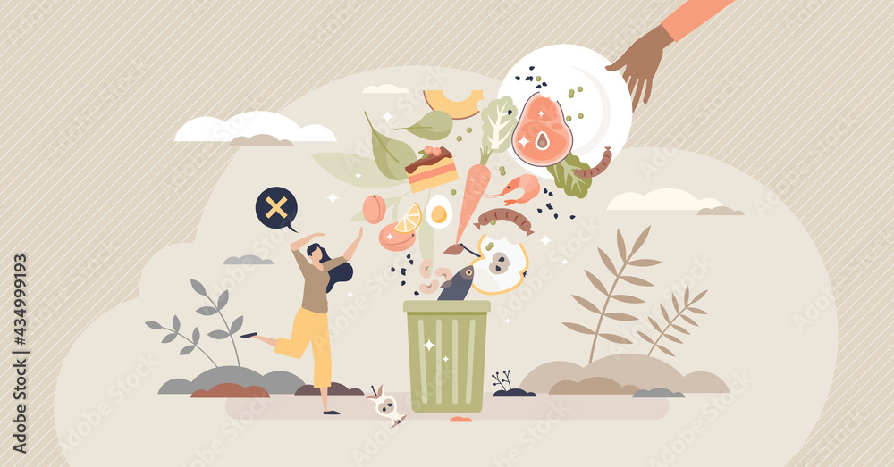 Graphic of nutrient being thrown into nan trash and female saying to extremity it.