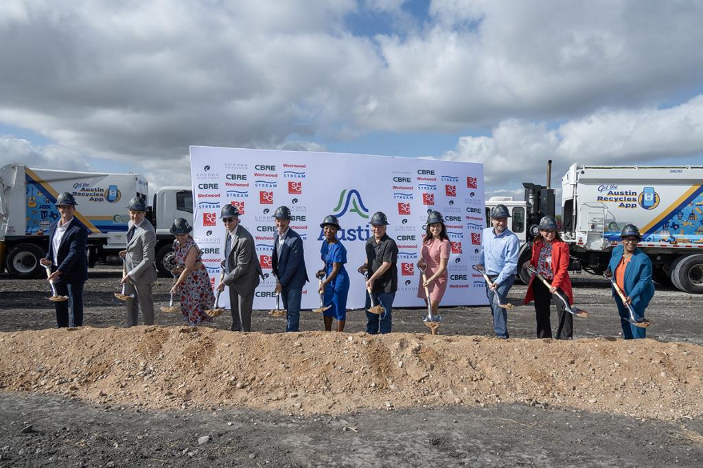 City of Austin leadership and partners break ground at the construction site for the Northeast Service Center.