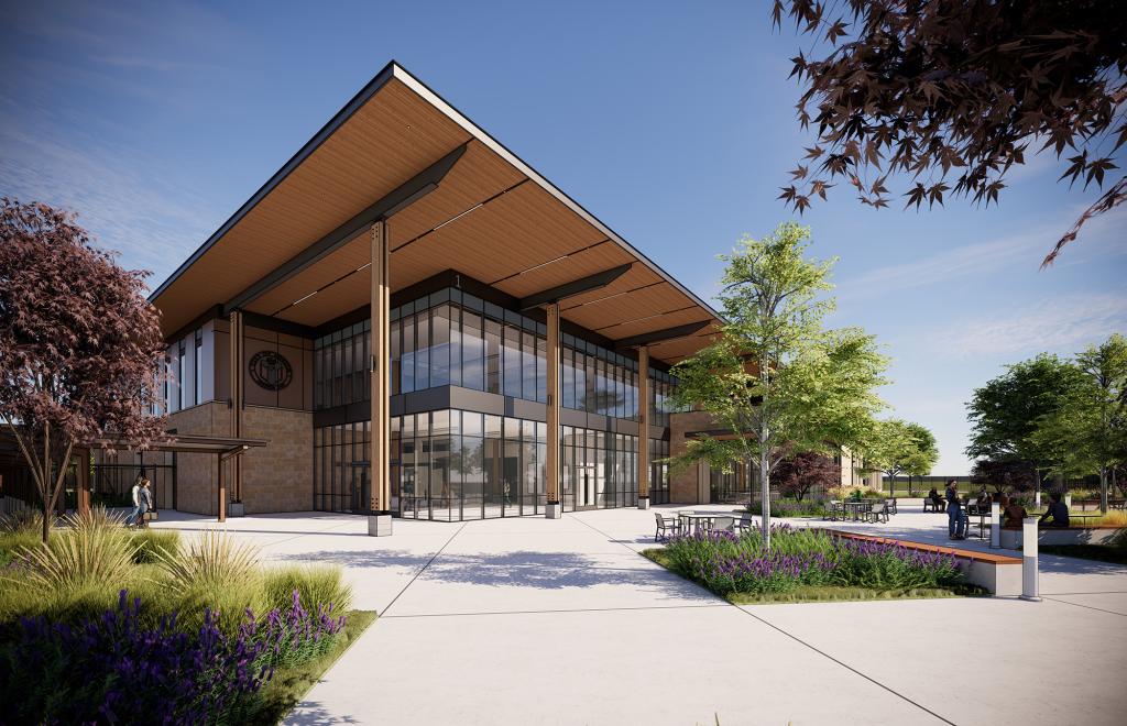 A design rendering of the proposed appearance of the administration building located at the north campus of the Northeast Service Center.