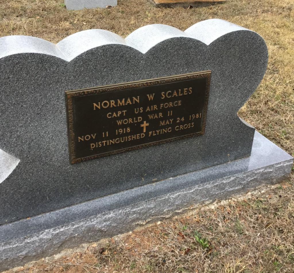 Headstone Norman W. Scales Capt. US Air Force World War II Nov 11, 1918 + May 24 1981 Distinguished Flying Cross