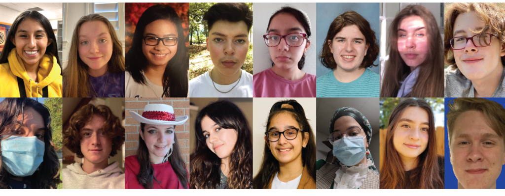 Photos of 16 young people in a grid pattern.