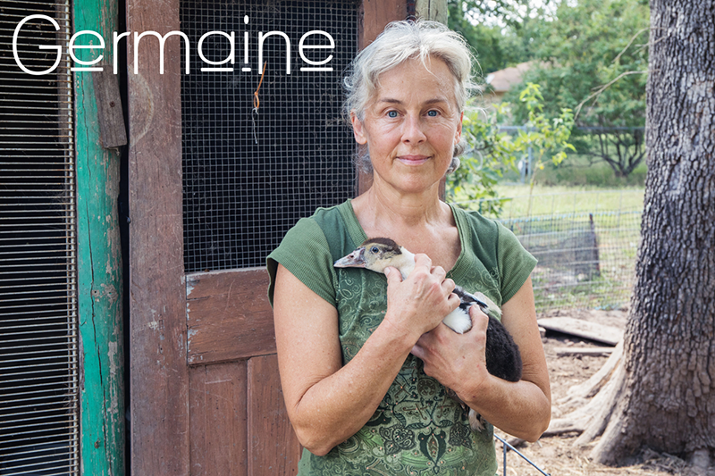 Germaine holding a small bird.