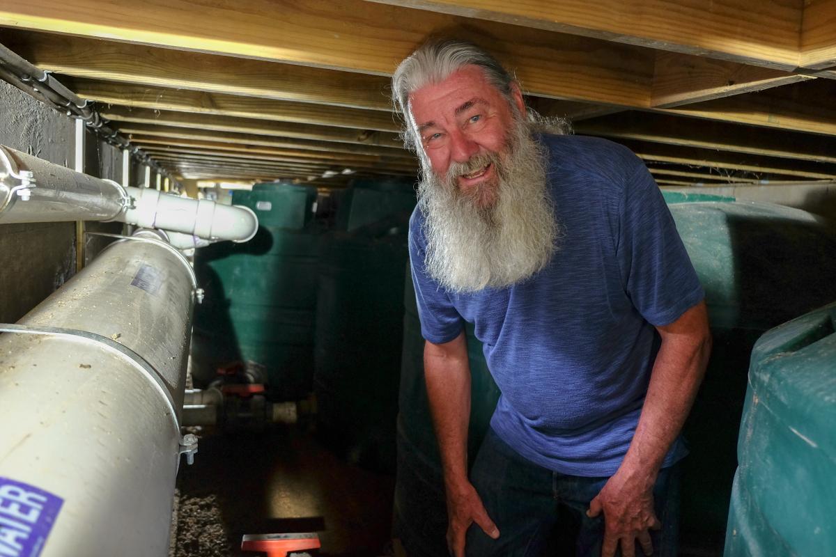 Jerry underground with the water storage tanks.