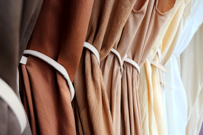 Close-up of the pieces in the Miranda Bennett Studio collection in earth tones.