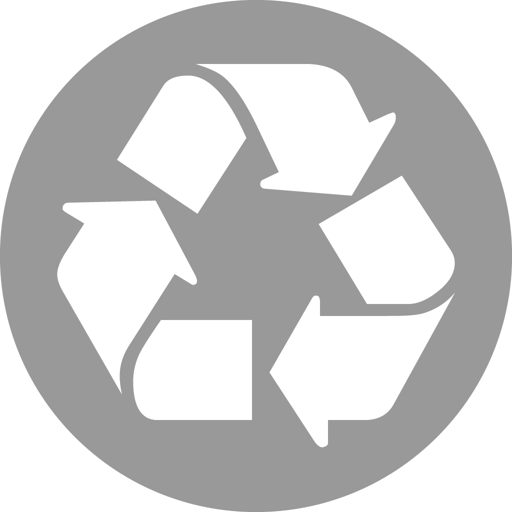 Grey and white graphic of recycling symbol