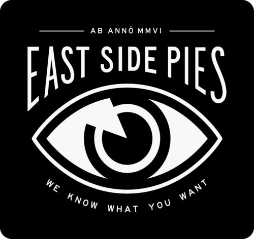 east side pies logo; image of an eye with a pizza slice in the pupil