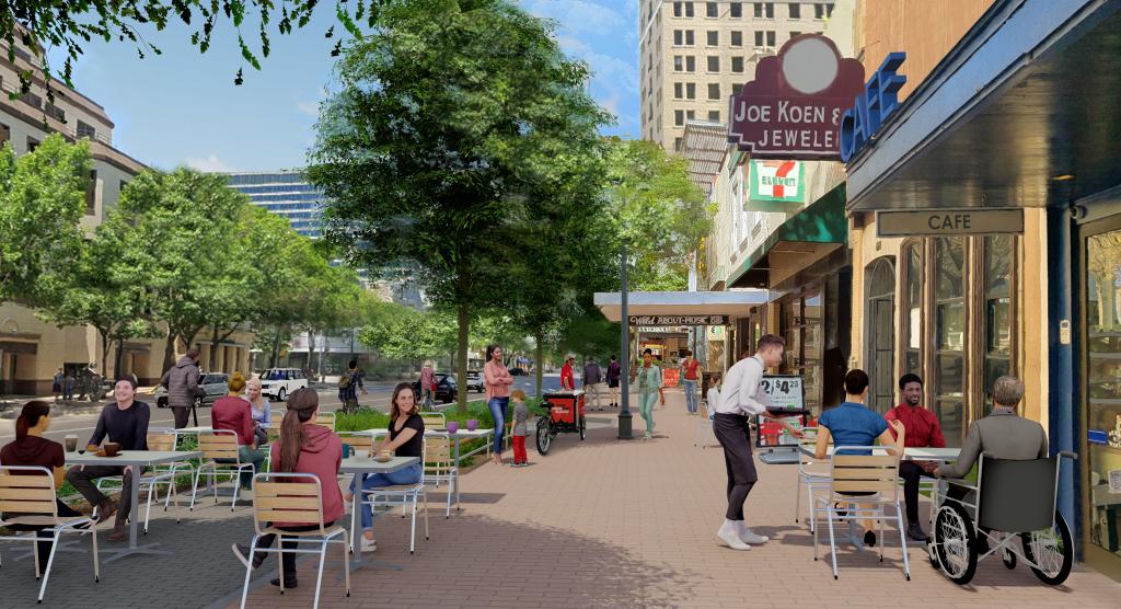 A rendering shows planned improvements to Congress Avenue. 
