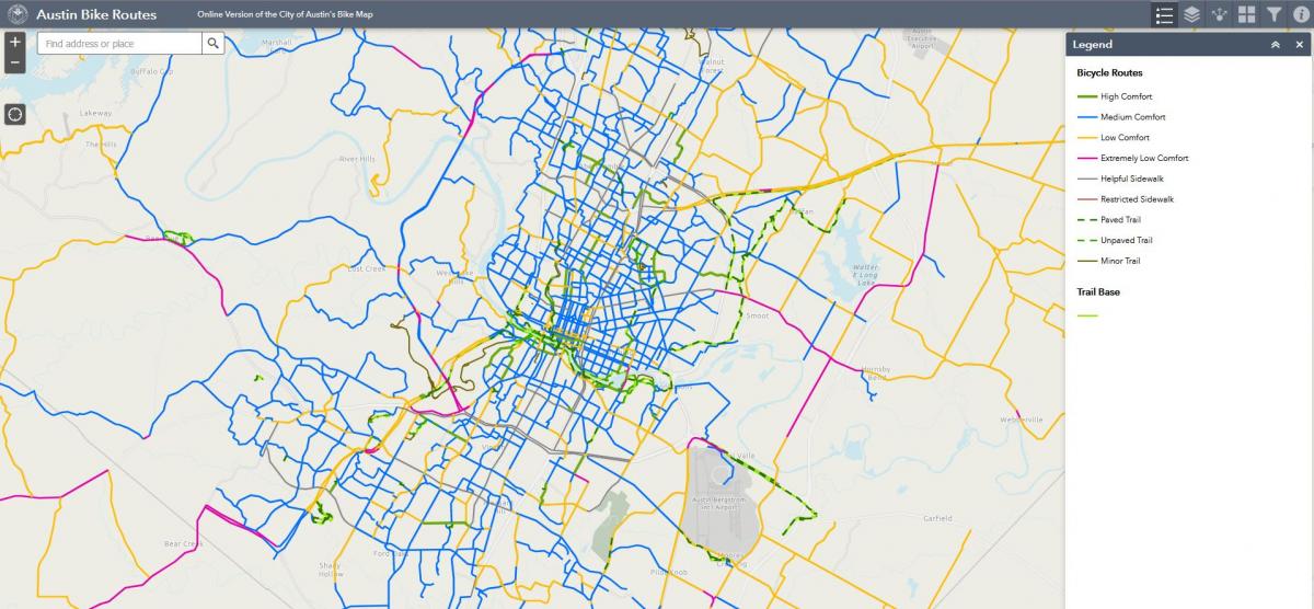Screencap of online Austin Bike Map