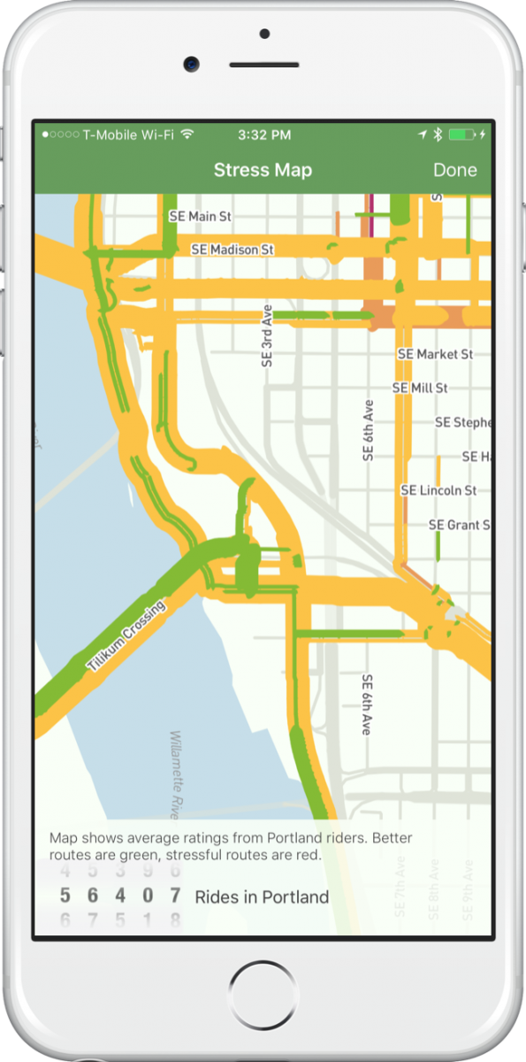 screen shot of Ride Report smartphone app.