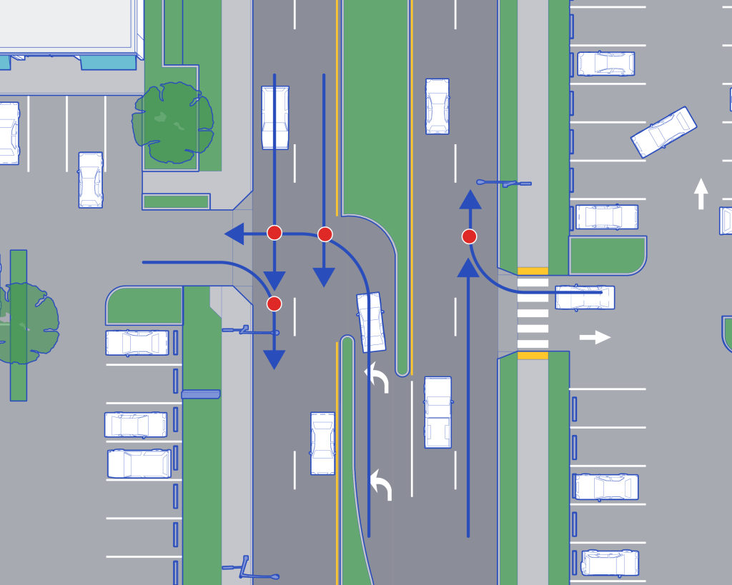 graphic showing hooded left turn