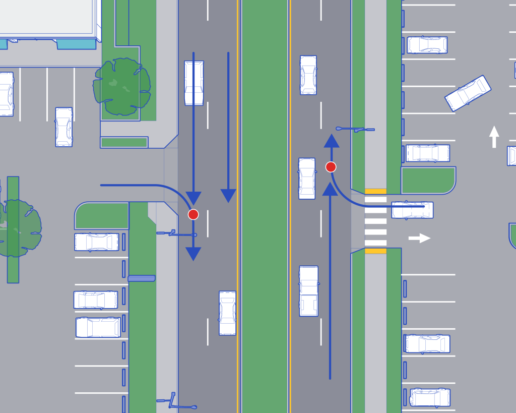 graphic showing a raised median