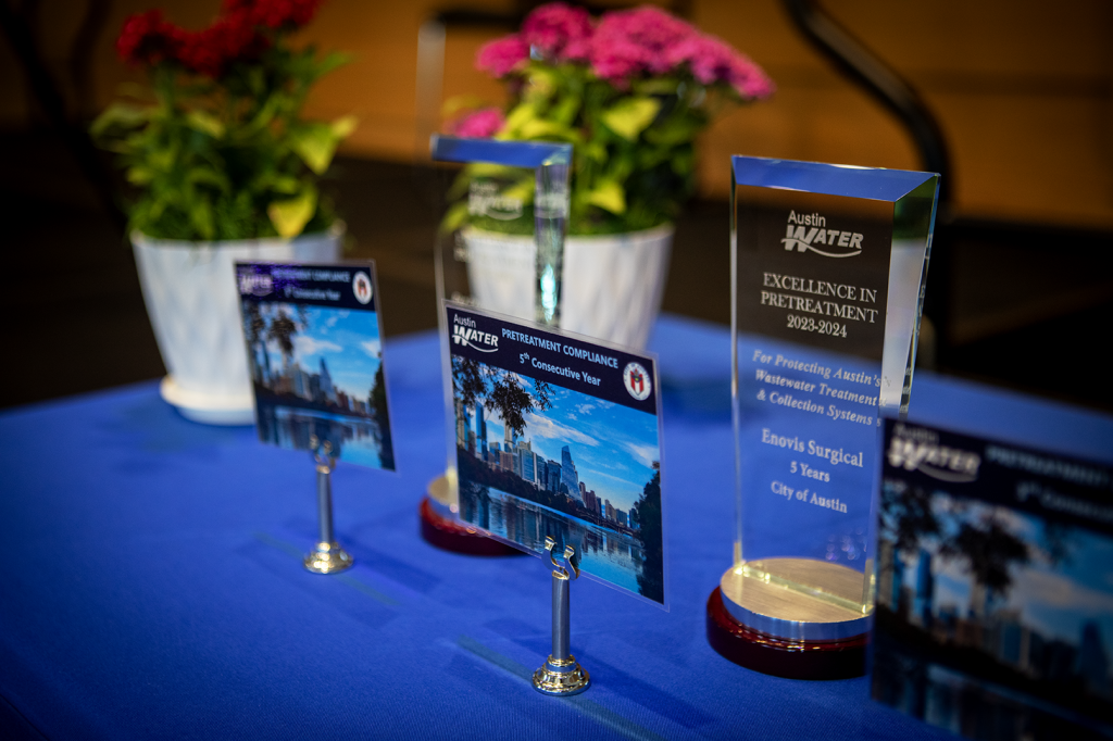Awards arrangement on table