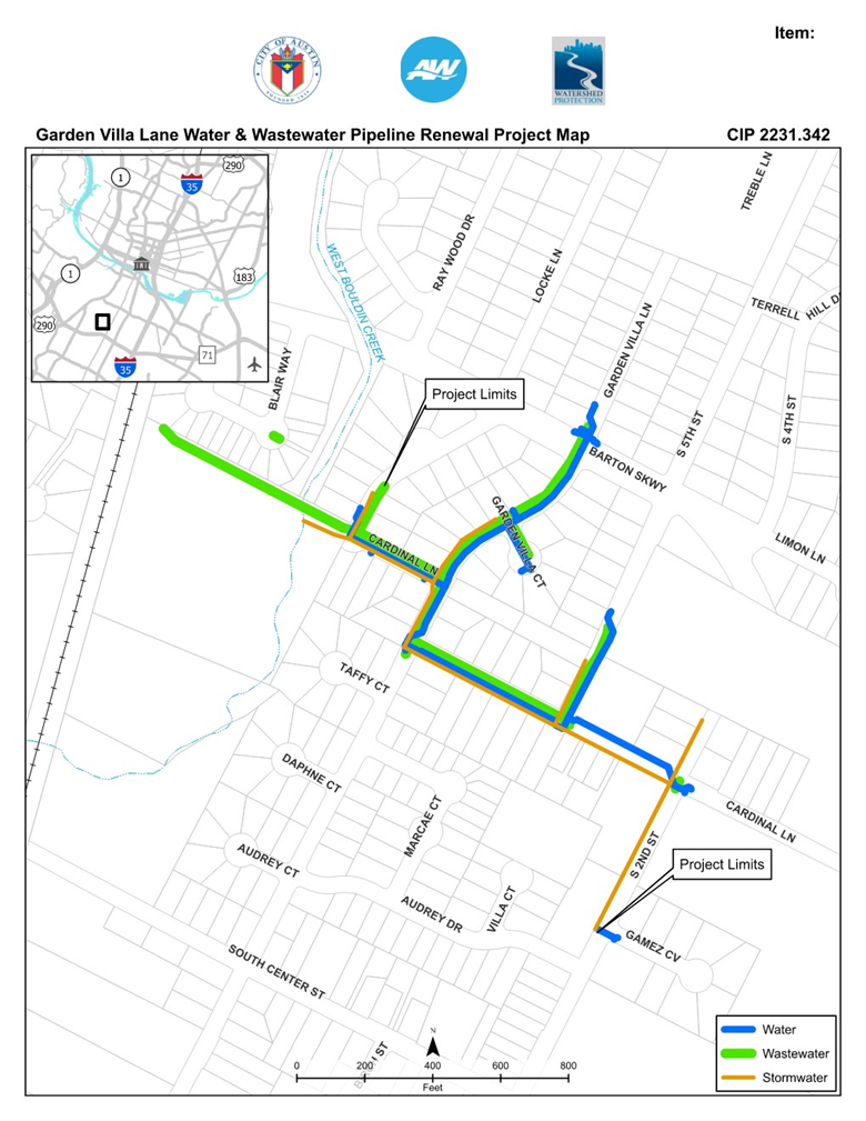 Garden Villa Lane Water & Wastewater Pipeline Renewal Project Map