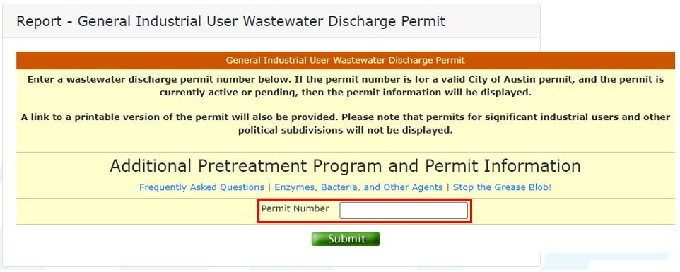 image of discharge permit report