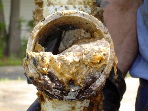 image of Grease blocking a sewer pipe