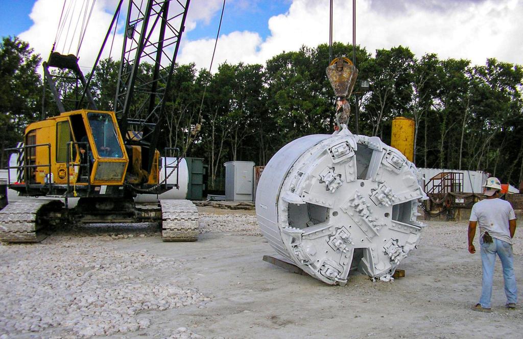 A view of a tunnel boring machine used to excavate the project's large pipeline