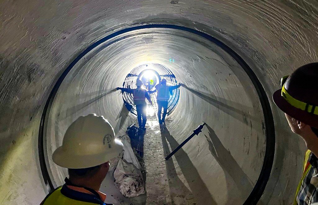 A view from a similar project showing the size of pipeline that will be installed in the McNeil Drive Transmission Main Project
