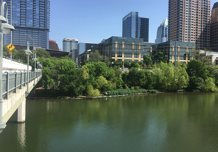 A view of Austin from under the 1st Street bridge.