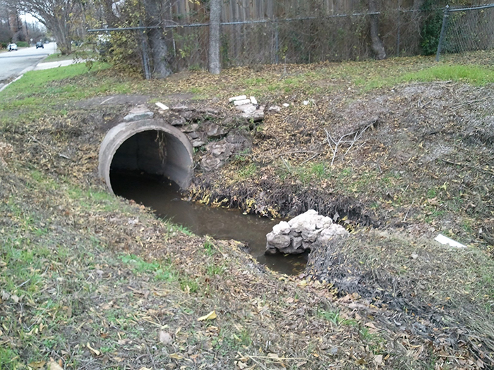 Stream bank erosion investigation after a storm event at Brentwood site.