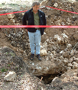 An example of a cave filled in during construction