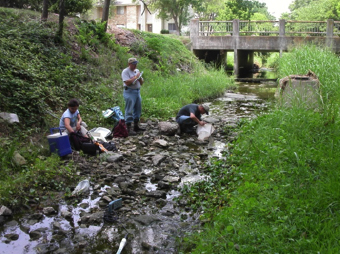 watershed Protection Department staff surveying a creek.