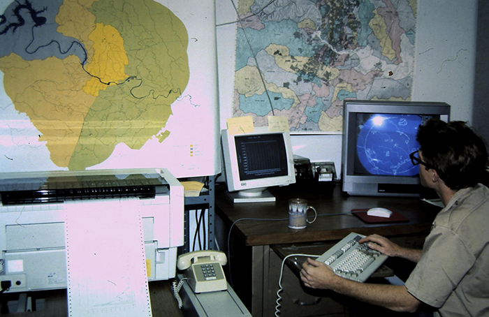 Storm preparation and storm anticipation by Surface water Evaluation staff at Storm Water Monitoring office.