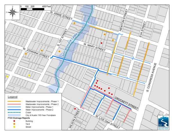 Map of proposed water and wastewater improvements