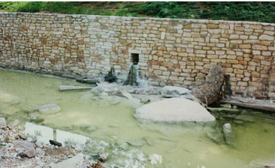 Sediment discharge to a creek from a construction site.