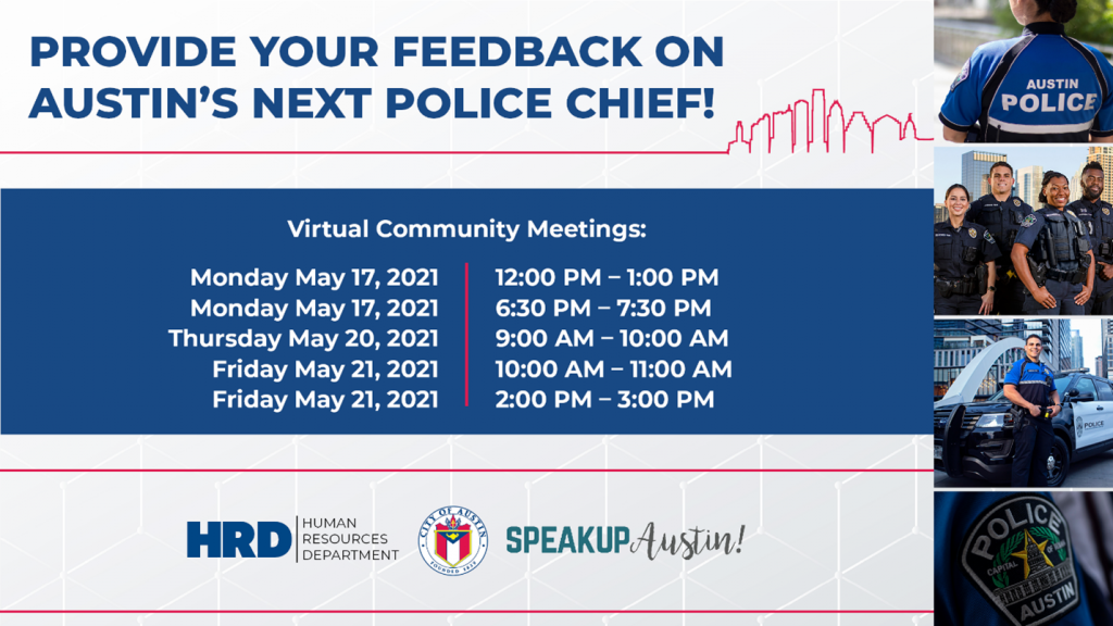 Graphic listing the times and dates of upcoming feedback meetings.
