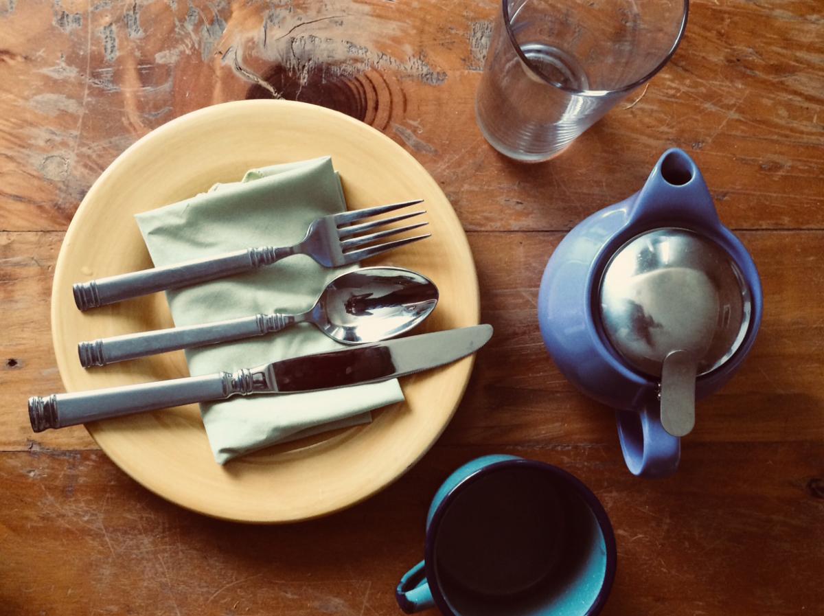 Plate with cloth napkin and silverware