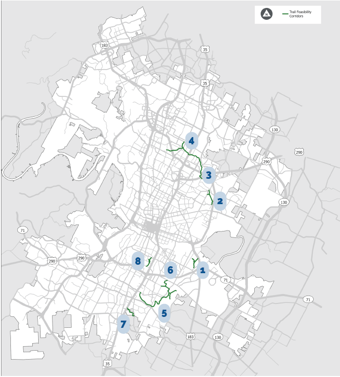 Map identifying trail feasibility corridors.
