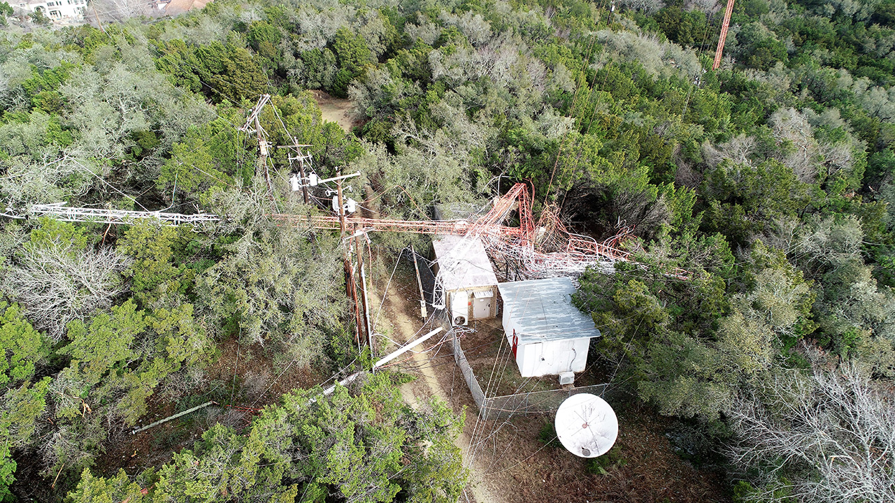 Overhead picture of electrical line damage at sub station