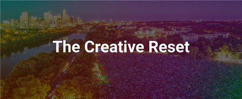 City of Austin Skyline with The Creative Reset text overlay