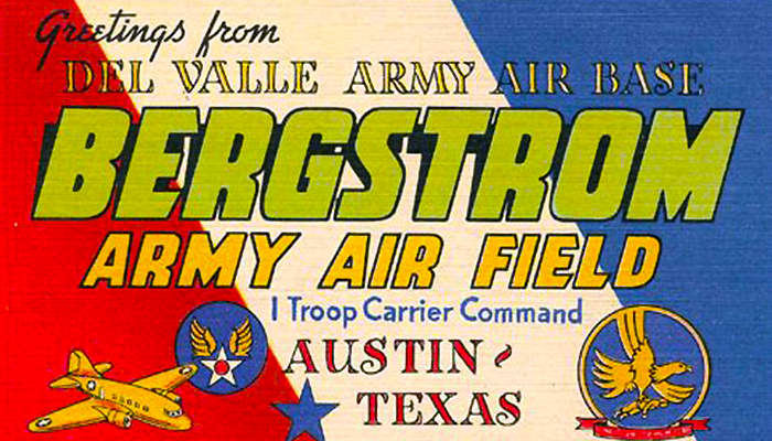 graphic of Bergstrom Army Air Field postcard