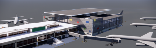 Architectural drawing of terminal expansion from northeast side