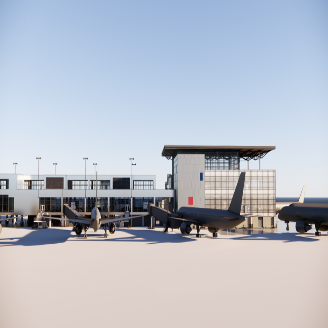Architectural drawing of terminal expansion from north side