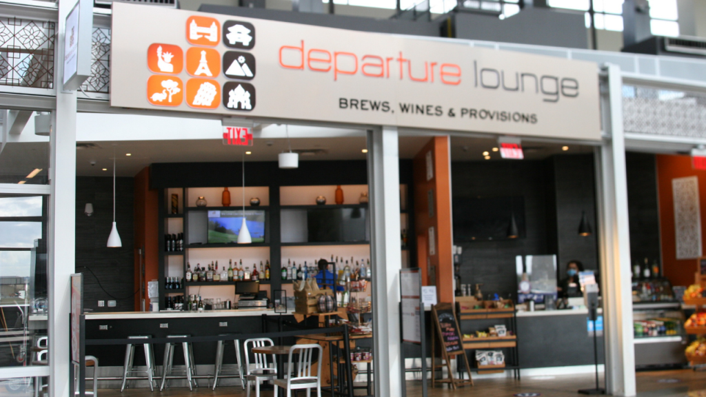 Departure lounge storefront 