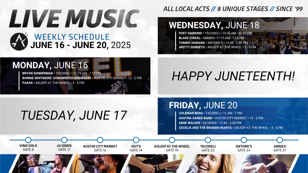 live music weekly schedule for june 16-20, 2025